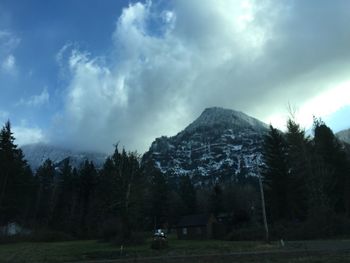 Scenic view of landscape against cloudy sky