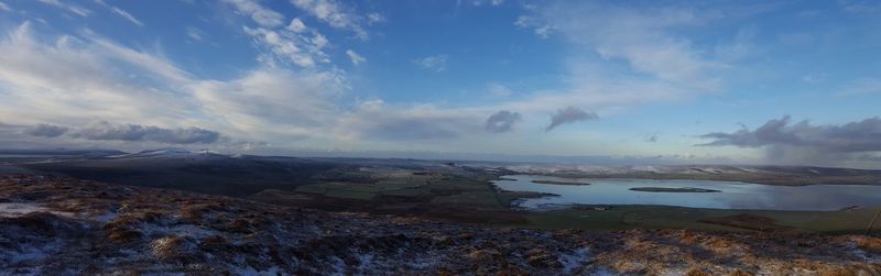 Scenic view of sea against sky during winter