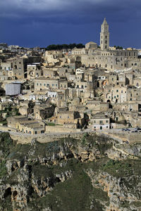 Matera, italy, on a day with dramatic sky