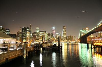River in city at night