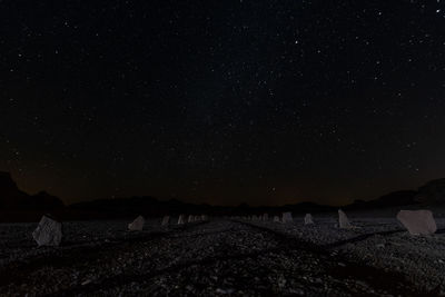 Scenic view of field against sky at night