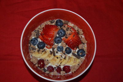 High angle view of breakfast served in bowl