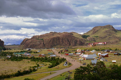 Panoramic view of buildings in city against sky