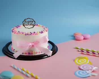 Close-up of dessert on table