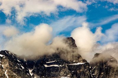 Scenic view of mountains against sky during winter
