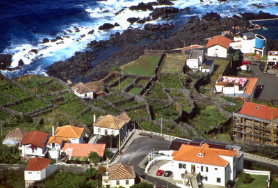High angle view of residential district
