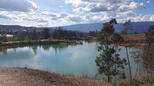 Scenic view of lake against sky