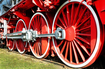 Close-up of red train