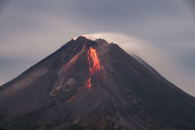 Panoramic view of volcanic mountain against sky