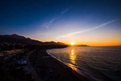 Scenic view of sea at sunset