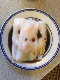 High angle view of dessert in plate