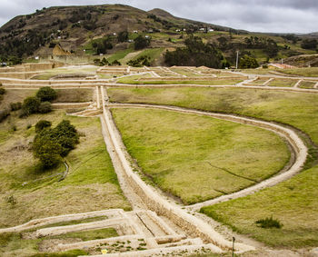 High angle view of road passing through landscape