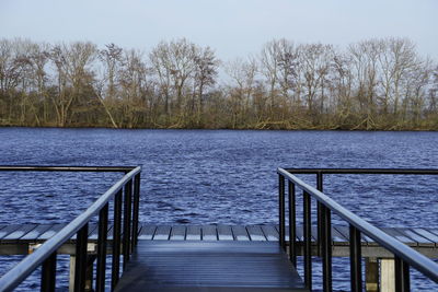 Scenic view of lake against clear sky