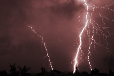 Lightning in sky at night