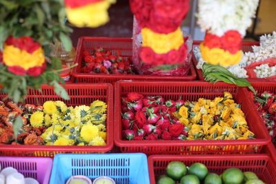 Various vegetables for sale at market stall