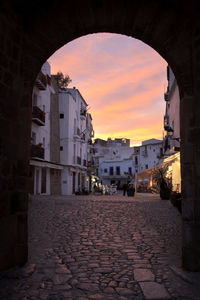 View of buildings at sunset