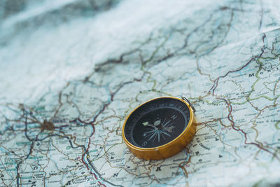 Close-up of navigational compass