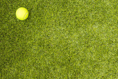 Directly above view of tennis ball on playing field