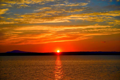 Scenic view of sea against sky during sunset