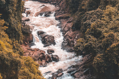 Waterfall in the mountains. beautiful view of the mountain river.