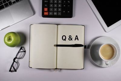 Directly above shot of coffee cup on table