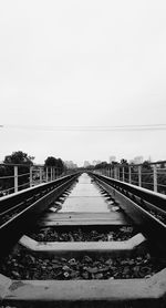 Railroad tracks against clear sky