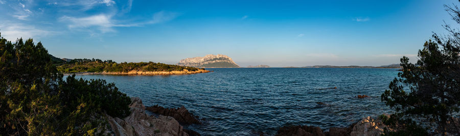 Scenic view of bay against sky