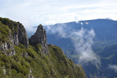 Panoramic view of rocky mountains against sky