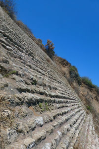 View of old ruins against clear blue sky