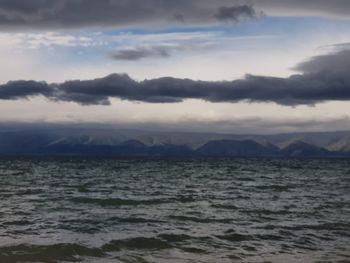 Scenic view of sea against sky during sunset