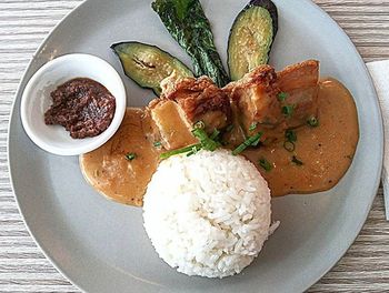 Directly above shot of food in plate