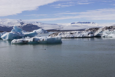 Landscape of the glacier lagoon of jokulsarlon