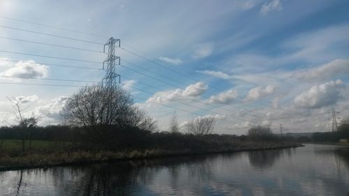 Scenic view of lake against cloudy sky