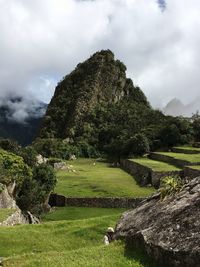 Huayna picchu  mountains cloudy sky