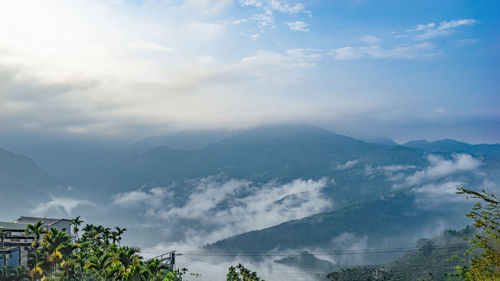 Scenic view of mountains against sky