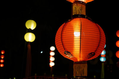 Low angle view of illuminated chinese lantern at night