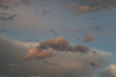 Low angle view of clouds in sky during sunset