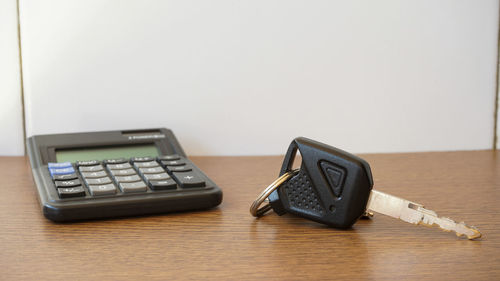 Close-up of vintage car on table