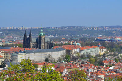 View to prague with the river in the middle