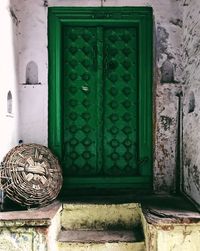 Closed door of old building