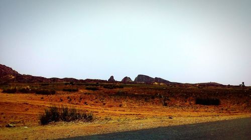 Scenic view of landscape against clear sky