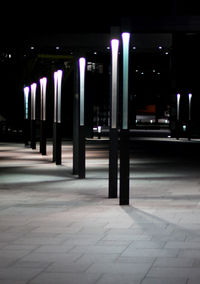 Empty illuminated building at night