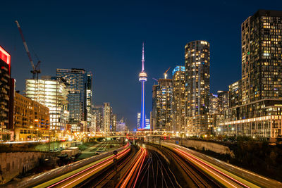 High angle view of illuminated city at night