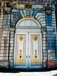 Closed door of building