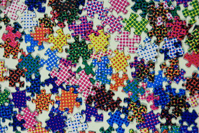 Full frame shot of jigsaw pieces