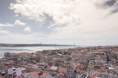 High angle view of townscape against sky