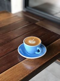 High angle view of coffee on table