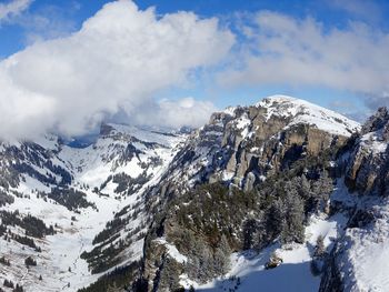 Snow covered mountains against sky