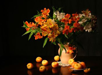 Close-up of orange flowers in vase