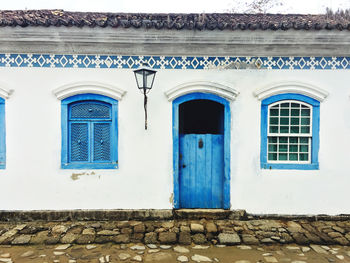 Closed door of building